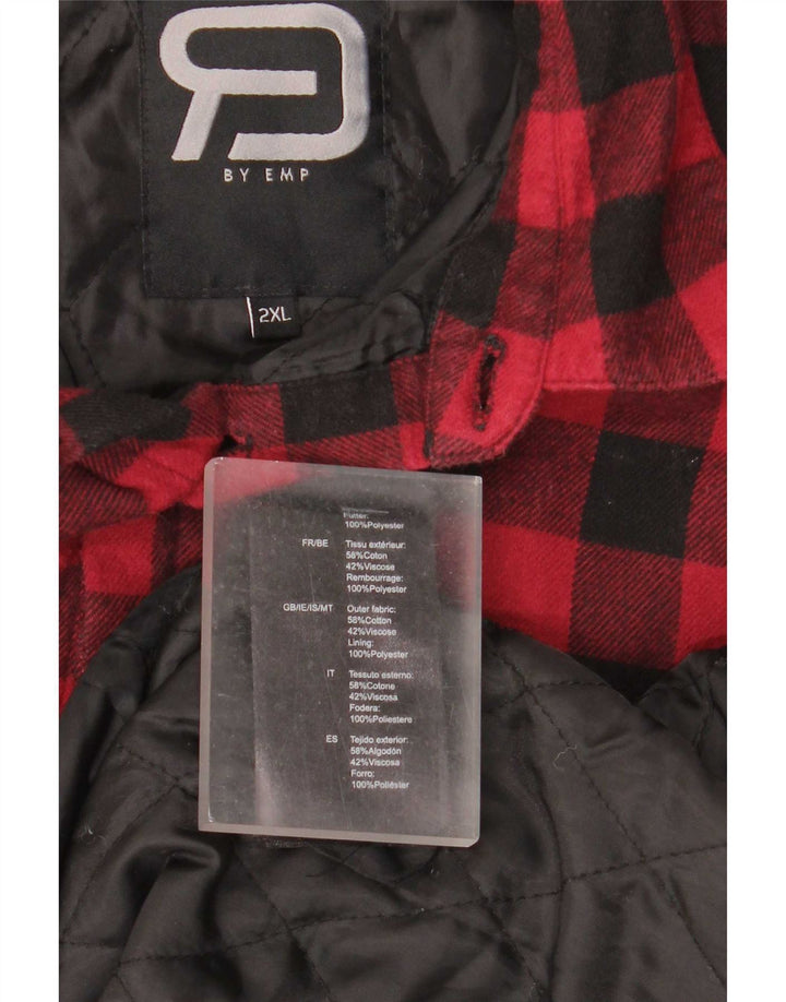 Camicia EMP da uomo in flanella da boscaiolo 2XL in cotone a quadretti rosso