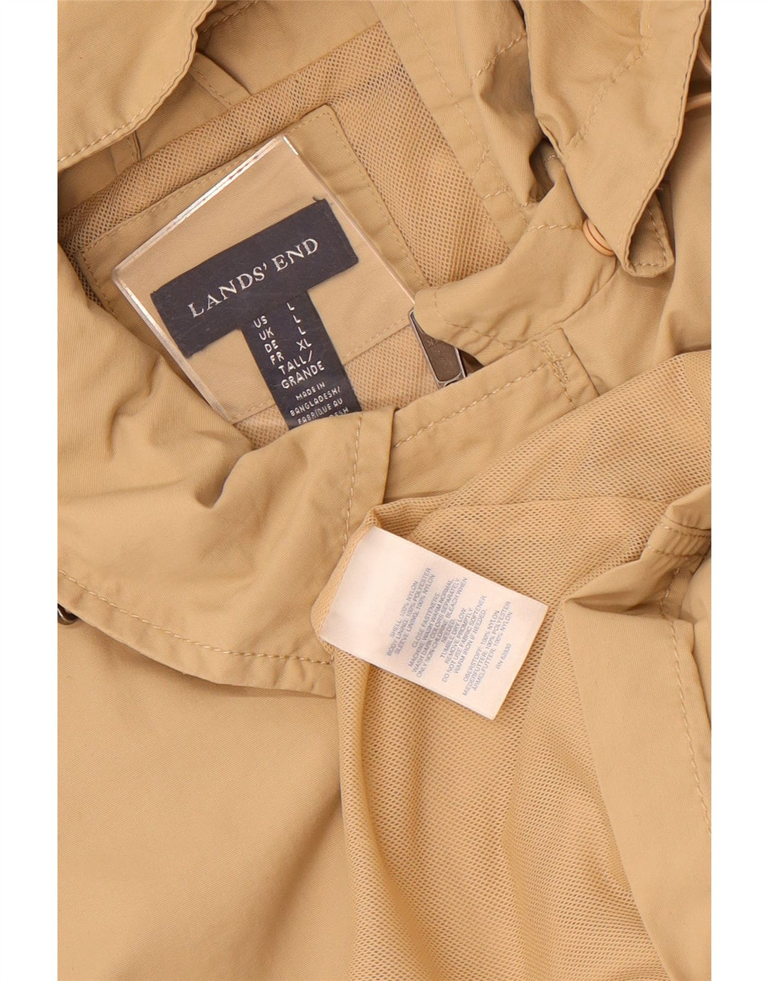 Giacca utilitaria con cappuccio da uomo Lands End UK 40 Large Beige Nylon