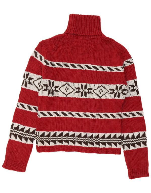 Maglione maglione a collo alto da donna Timberland UK 14 Large Borgogna Fair Isle
