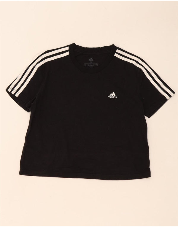 T-shirt corta da donna Adidas UK 8/10 piccola in cotone nero