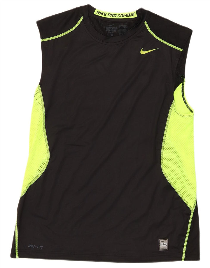 Canotta Nike Dri Fit da uomo, poliestere color block medio nero
