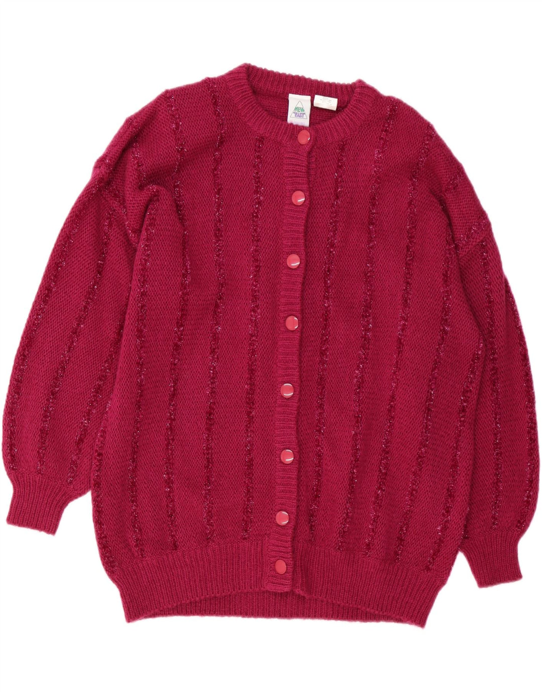 NEW FAST Womens Oversized Cardigan Sweater UK 16 Large Pink Acrylic