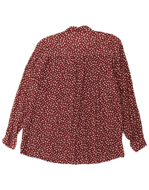 Camicia vintage da donna UK 18 XL in viscosa floreale rossa