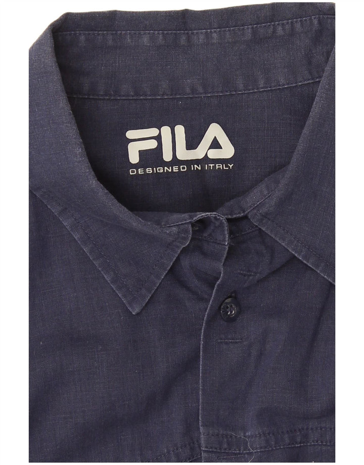 Camicia militare a maniche corte da uomo Fila blu navy medio