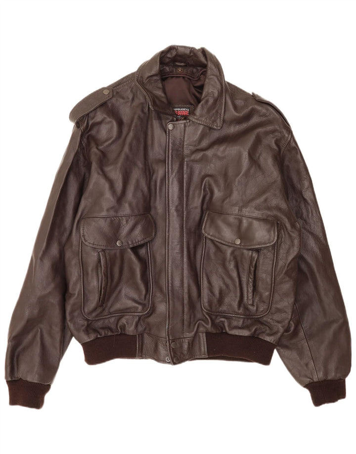 Bomb Boogie Giacca da aviatore da volo in pelle da uomo UK 42 XL Marrone
