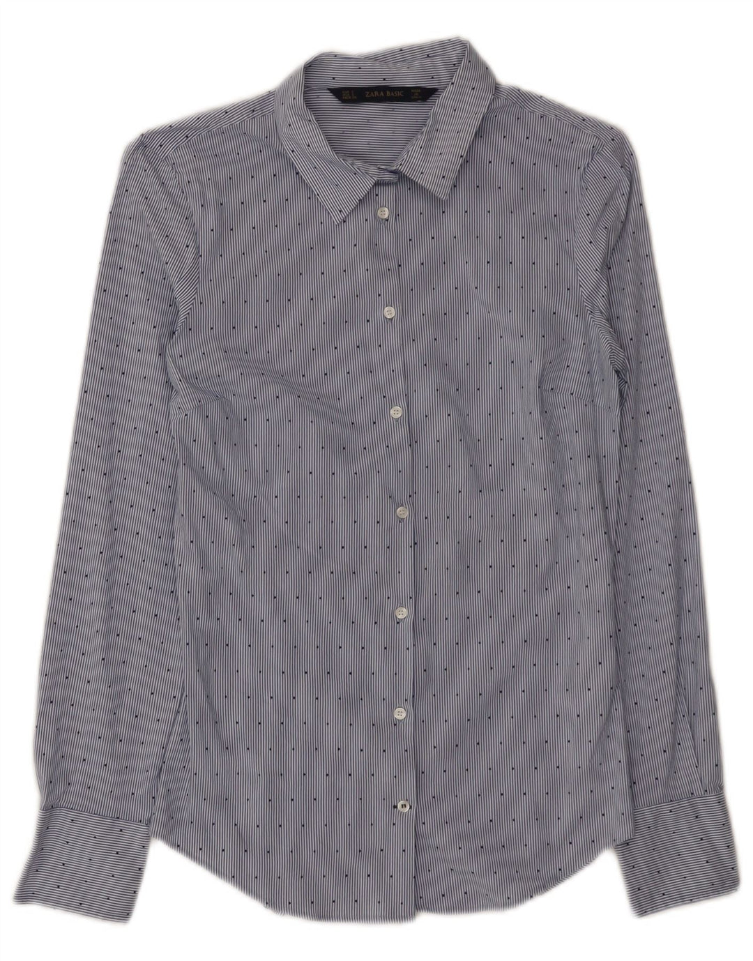 Camicia Zara da donna UK 8 piccola in cotone gessato blu