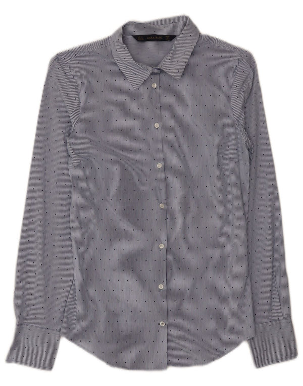 Camicia Zara da donna UK 8 piccola in cotone gessato blu