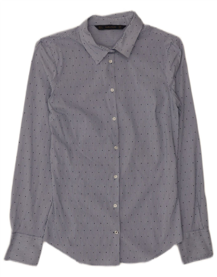 Camicia Zara da donna UK 8 piccola in cotone gessato blu