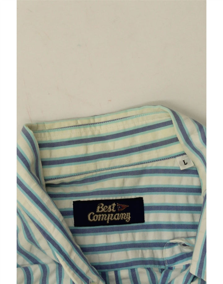 Camicia da uomo Best Company in cotone a righe grandi blu