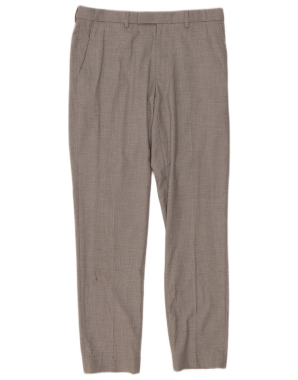 Pantaloni da abito slim da uomo Marks & Spencer W32 L31 Poliestere grigio classico