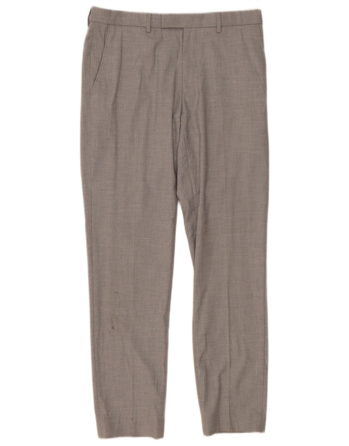 Pantaloni da abito slim da uomo Marks & Spencer W32 L31 Poliestere grigio classico