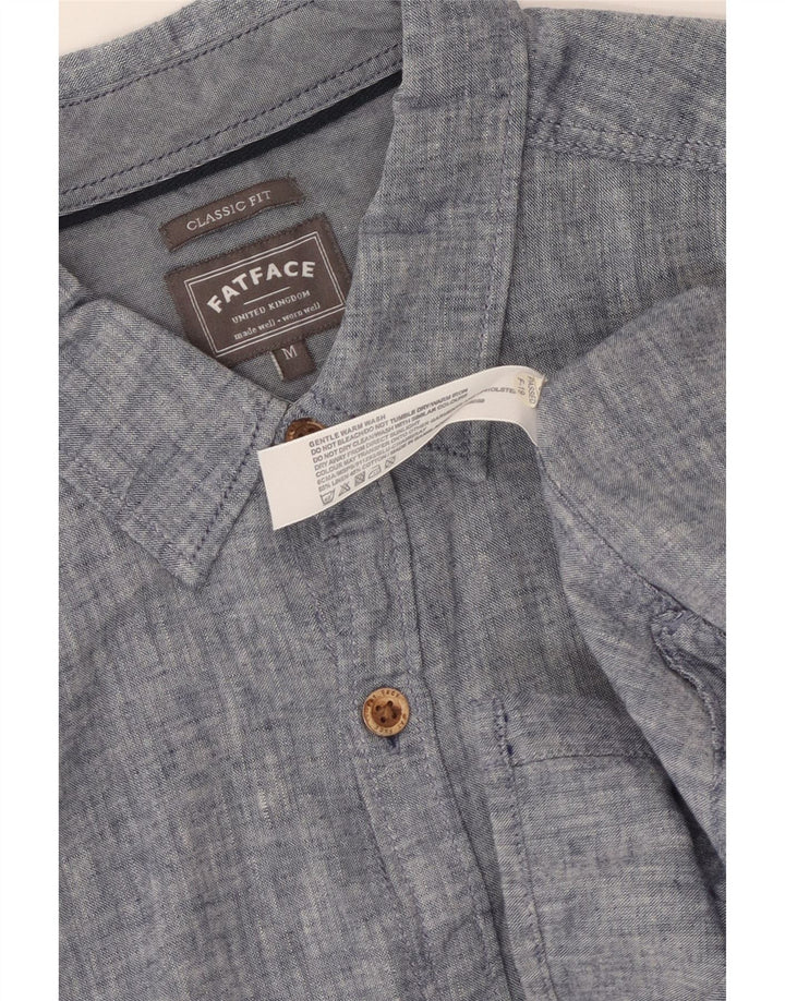 Camicia da uomo a maniche corte dal taglio classico Fat Face in lino blu medio