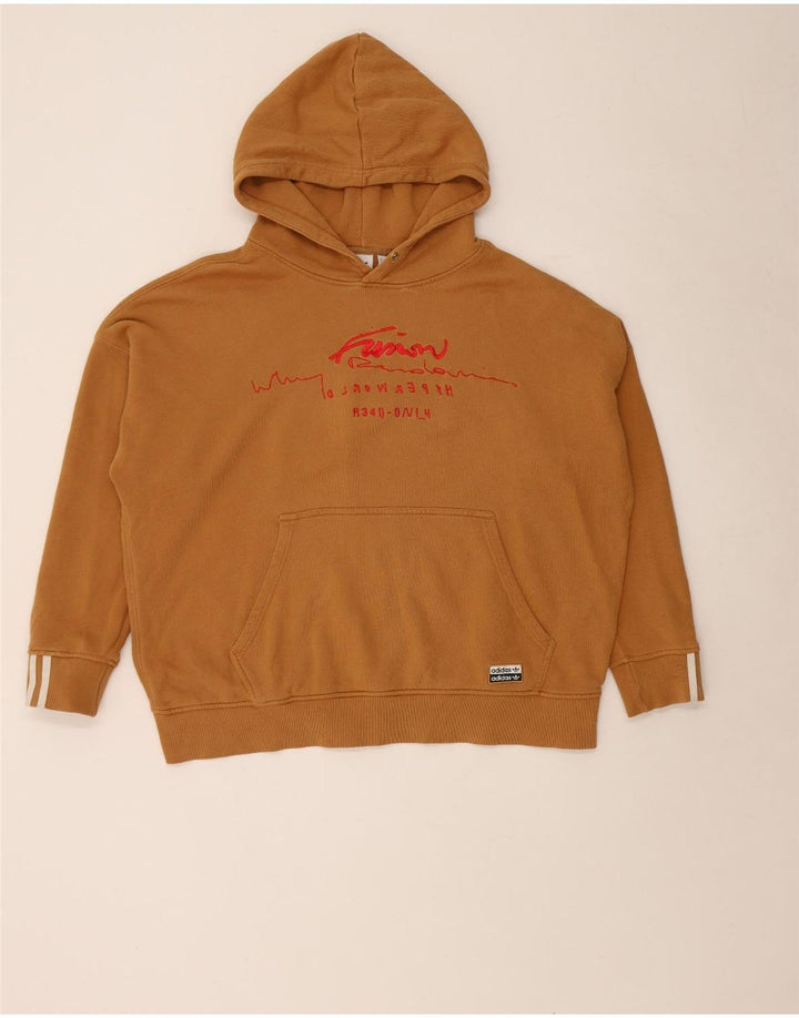 Felpa con cappuccio oversize grafica da donna Adidas UK 20 2XL Marrone