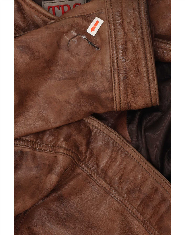 Giacca in pelle vintage da uomo IT 60 4XL Marrone