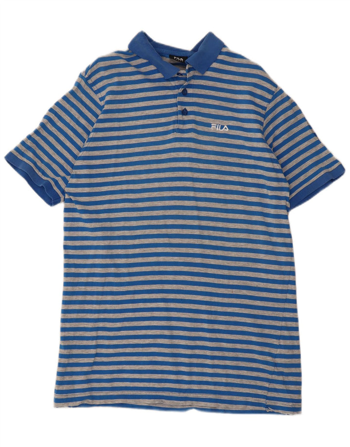 Polo da uomo Fila in cotone a righe grandi blu