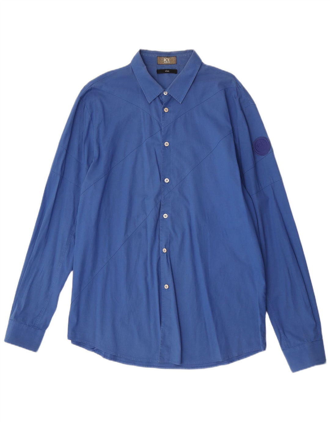 Camicia slim da uomo Iceberg XL in cotone blu