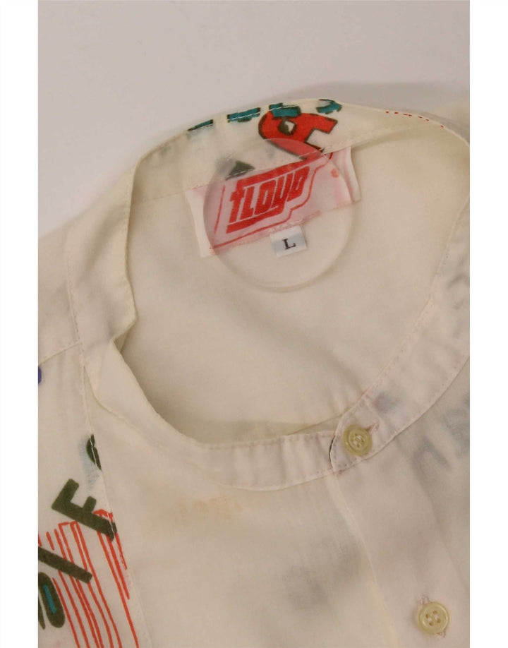 Camicia vintage da uomo a maniche corte con grafica California, grande bianca