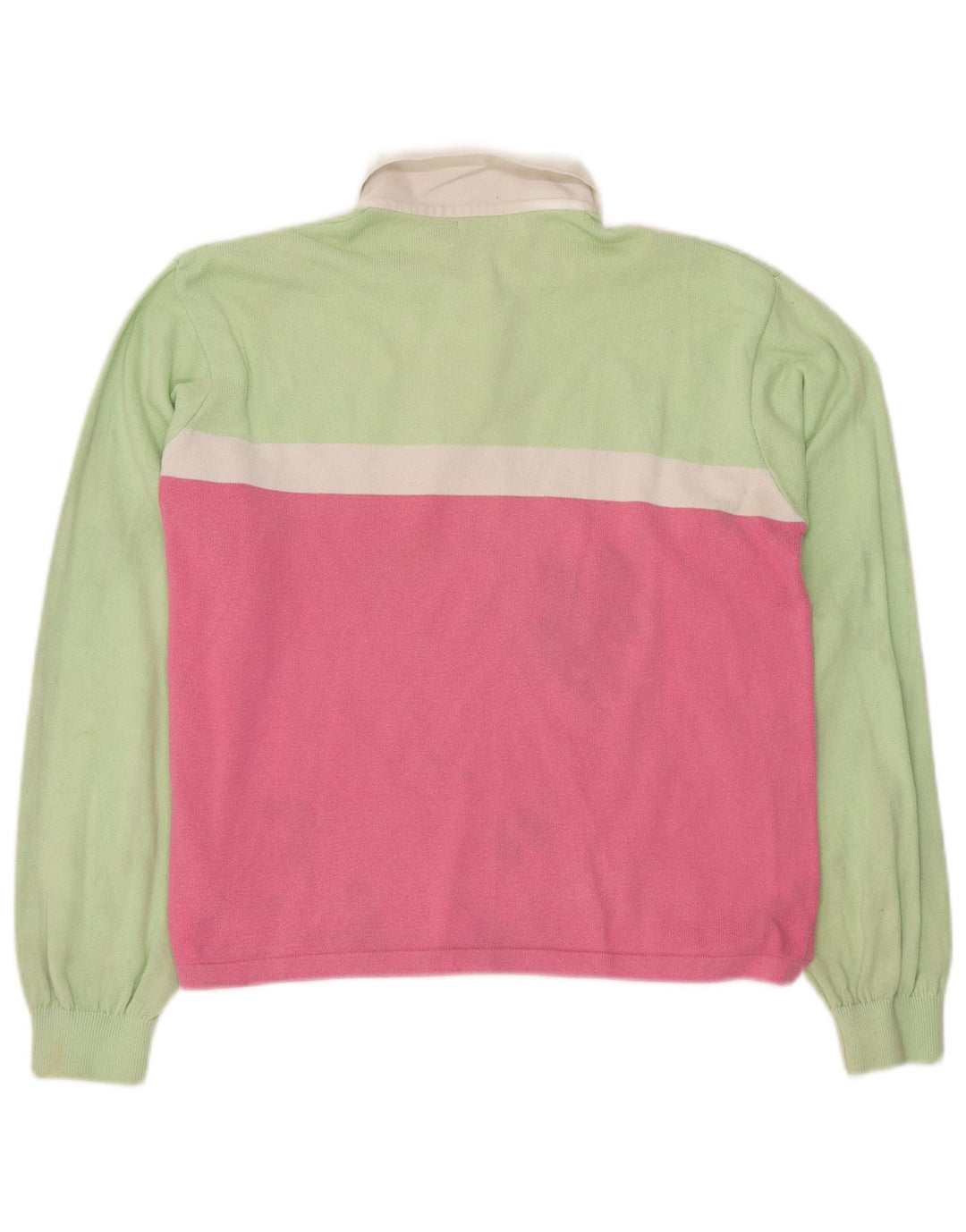 Polo da donna BENETTON UK 16 Large verde in cotone color block