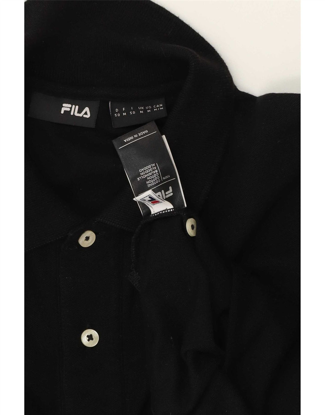 Polo da uomo Fila in cotone nero medio