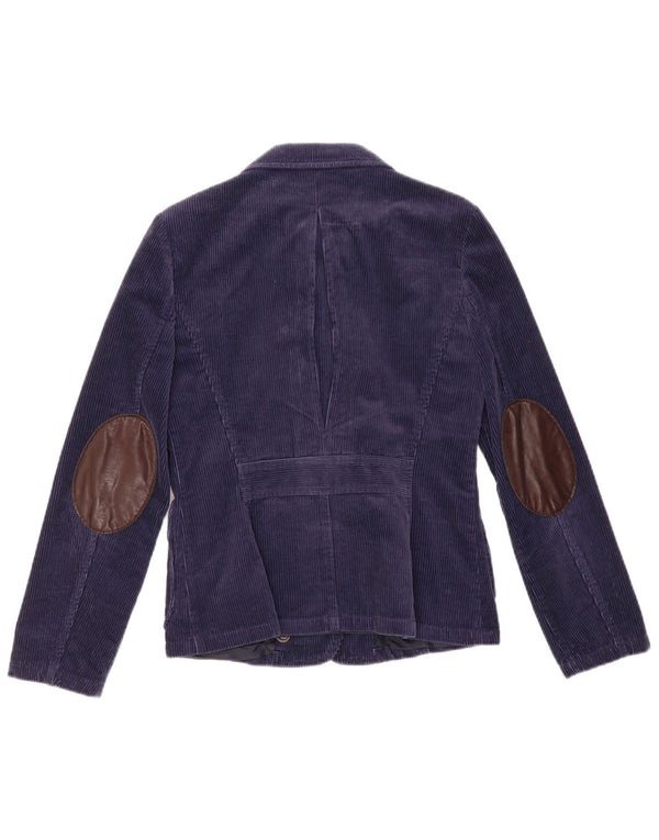 Giacca da donna in velluto a coste a 3 bottoni Benetton IT 42 Medio Blu Navy