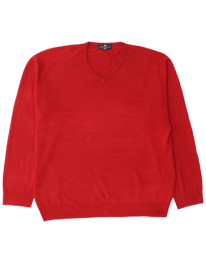Maglione maglione con scollo a V blu Harbour da uomo Marks & Spencer XL rosso acrilico
