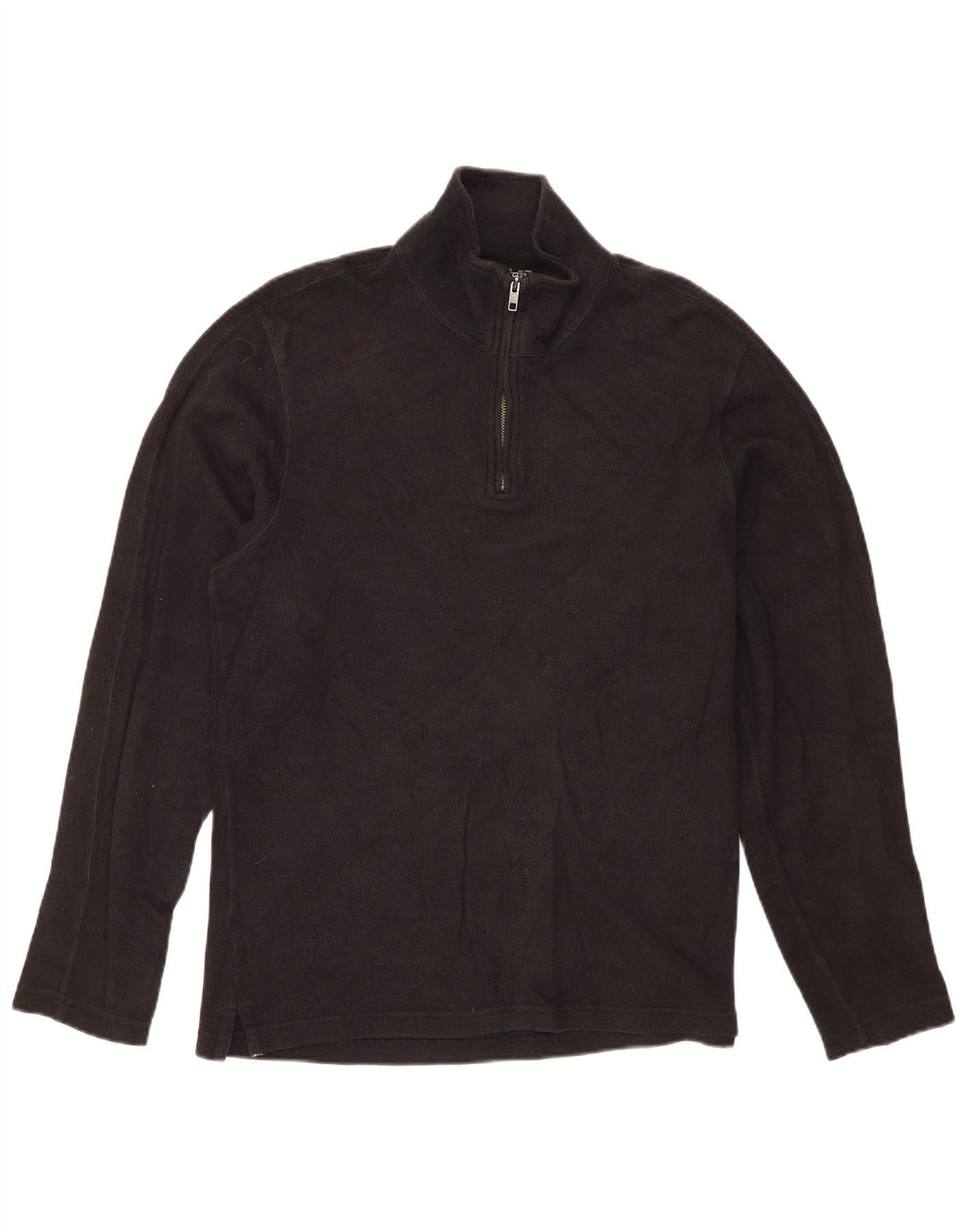 Maglione da uomo con zip e collo Eddie Bauer in cotone nero medio