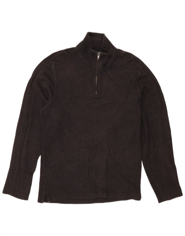 Maglione da uomo con zip e collo Eddie Bauer in cotone nero medio