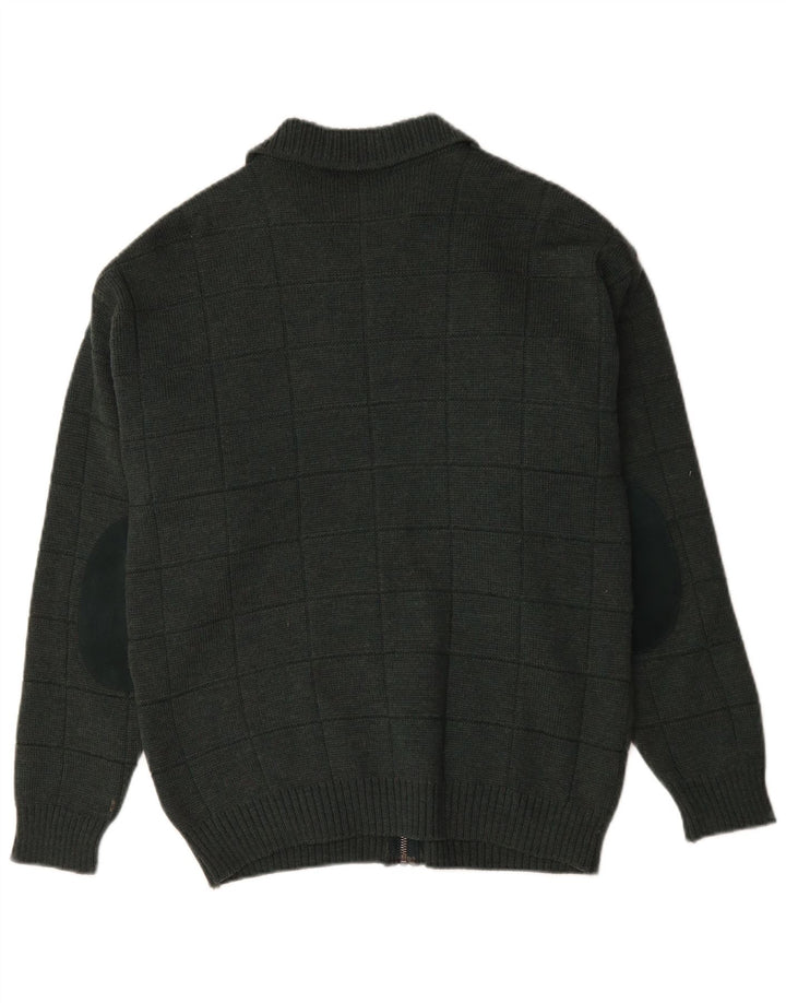 Marks & Spencer Maglione cardigan St. Michael da uomo in lana a quadri verdi piccoli