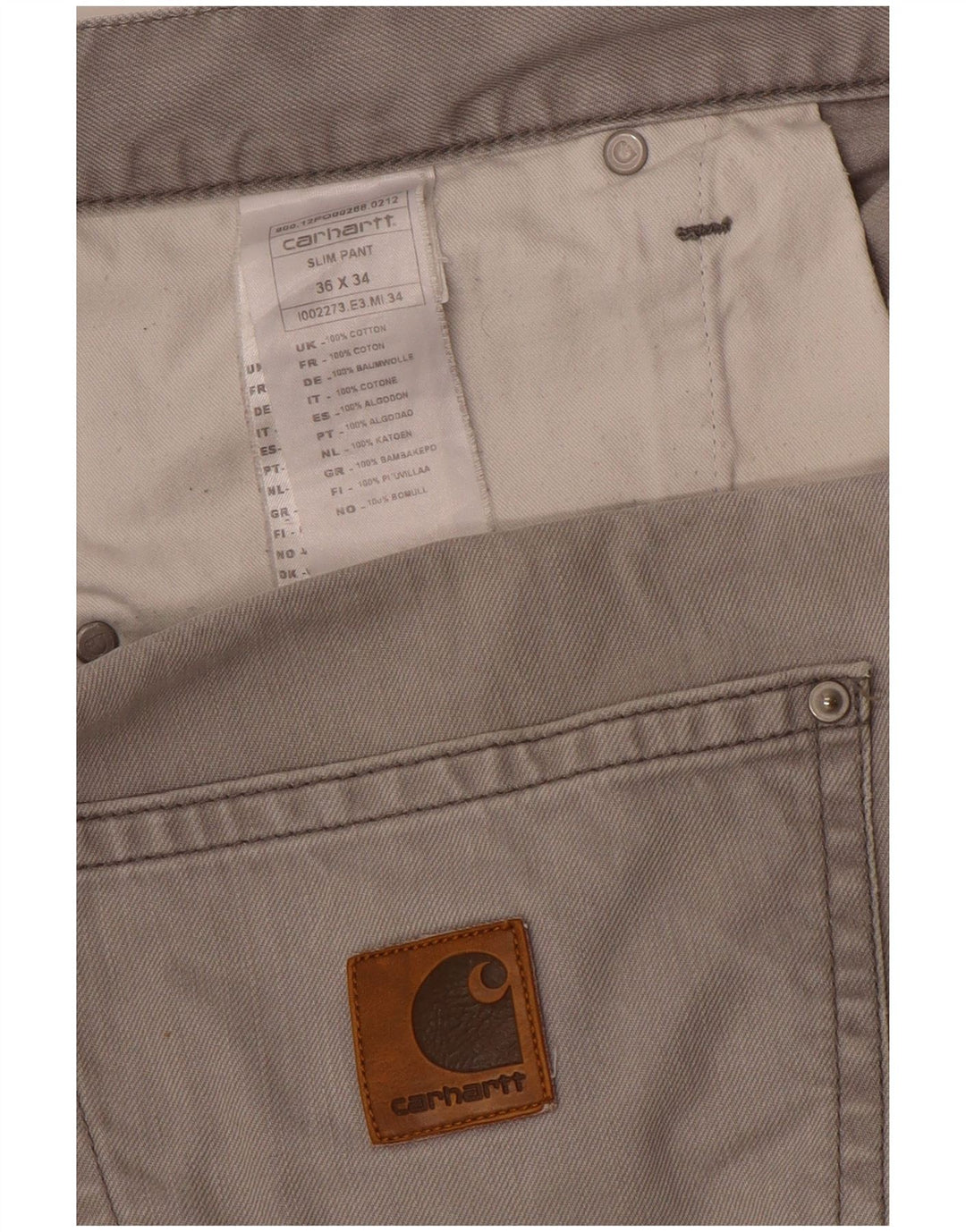 Pantaloni casual slim da uomo CARHARTT W36 L34 cotone grigio