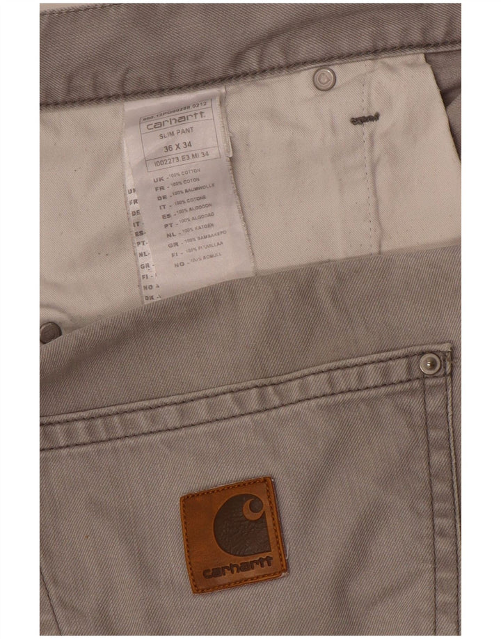 Pantaloni casual slim da uomo CARHARTT W36 L34 cotone grigio