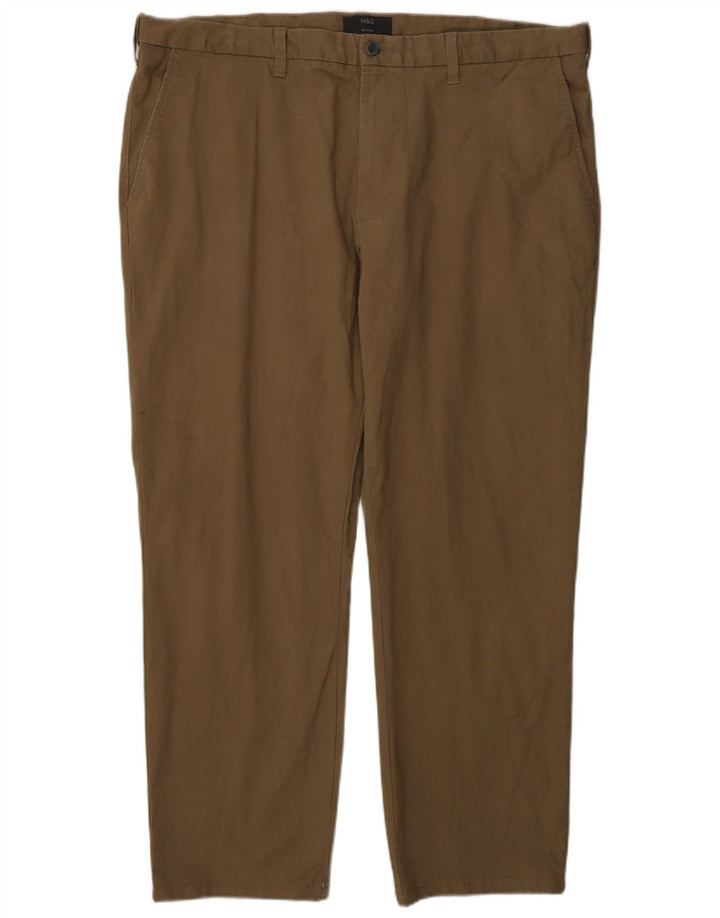 Pantaloni chino vestibilità regolare da uomo Marks & Spencer W42 L29 cotone marrone