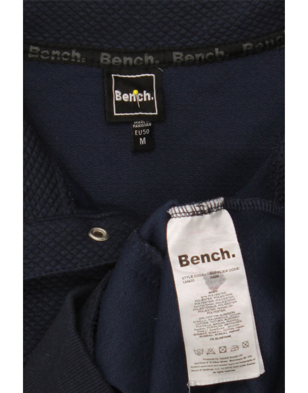 BENCH Felpa da uomo con collo a scatto, maglione medio, blu navy in poliestere