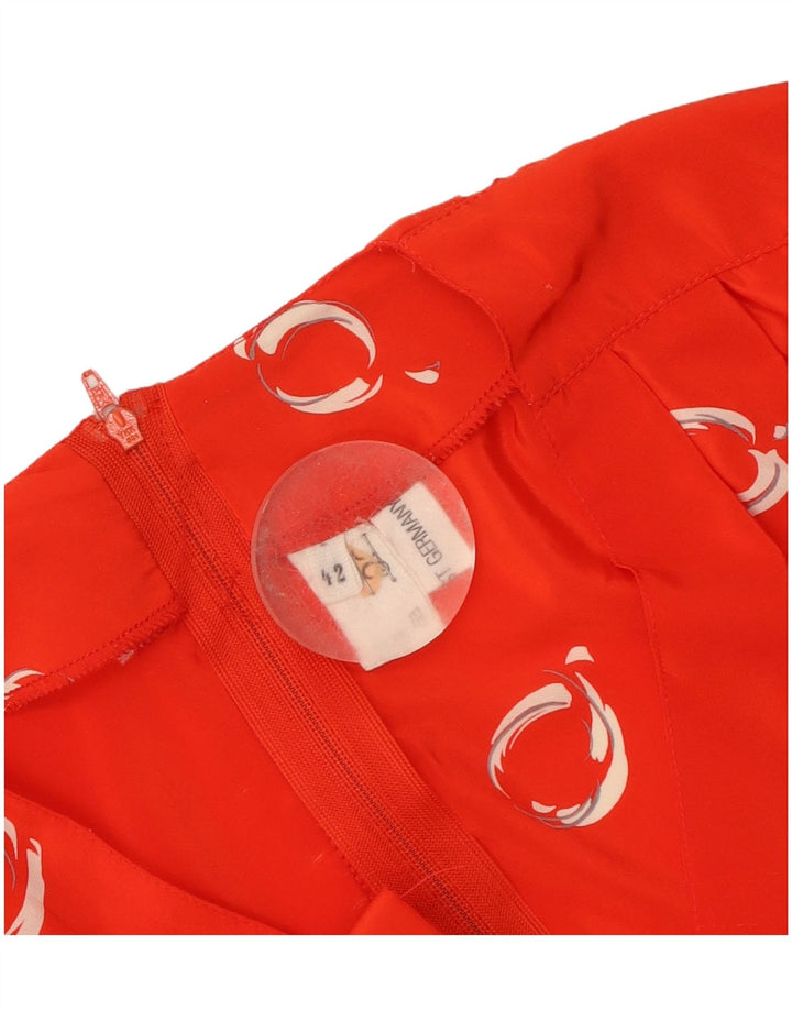 Abito lungo da donna vintage con maniche a 3/4 con motivo astratto EU 42 grande rosso