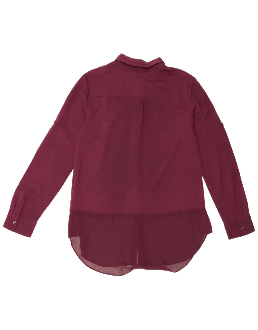 Dkny Donna Camicia Oversize a Maniche Lunghe Camicetta UK 6 XS Bordeaux Poliestere