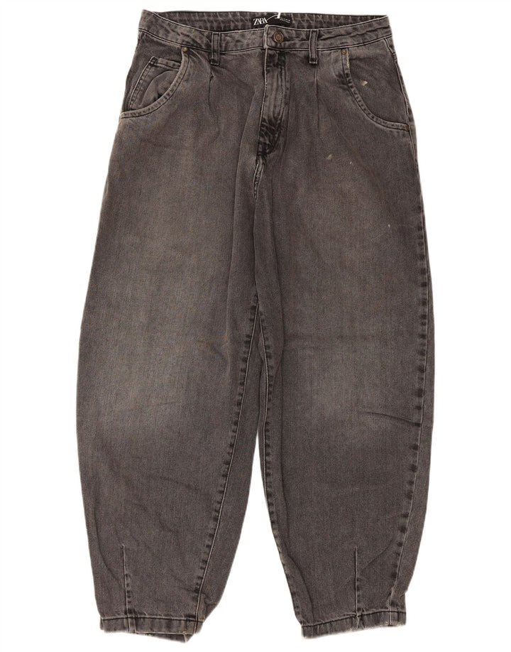 Jeans corti a vita alta a palloncino da donna Zara EU 40 medio W30 L26 grigio
