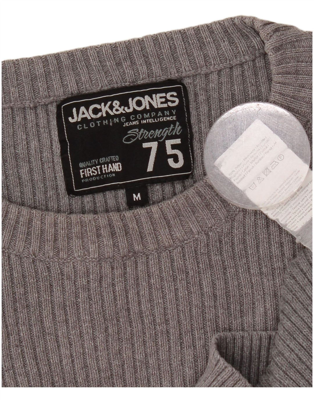 JACK & JONES maglione maglione girocollo con grafica da uomo in cotone grigio medio