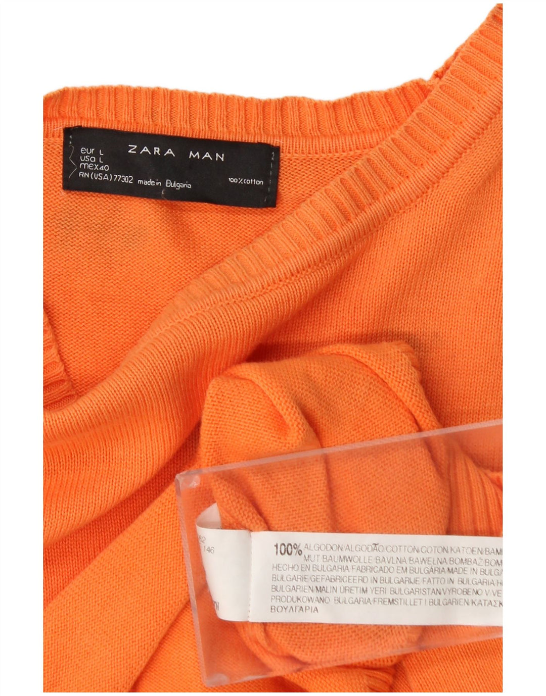 Maglione Zara da uomo con scollo a barca grande in cotone arancione