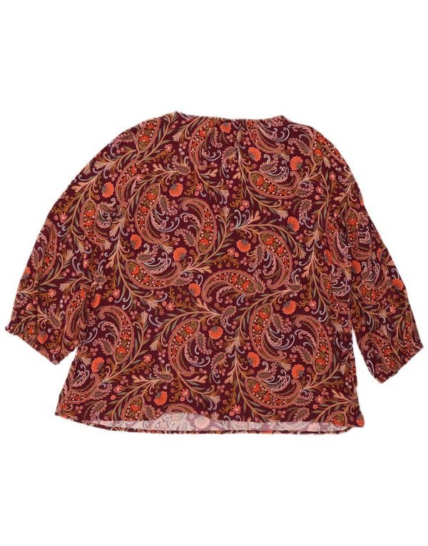 ST JOHN'S BAY Camicetta oversize da donna Top UK 20 2XL Borgogna Paisley