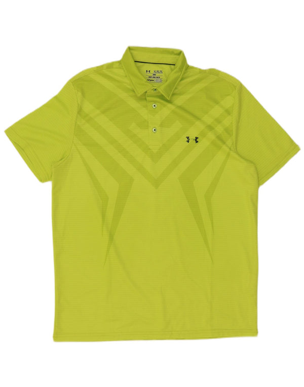 Polo Under Armour da uomo Heat Gear XL verde geometrico in poliammide