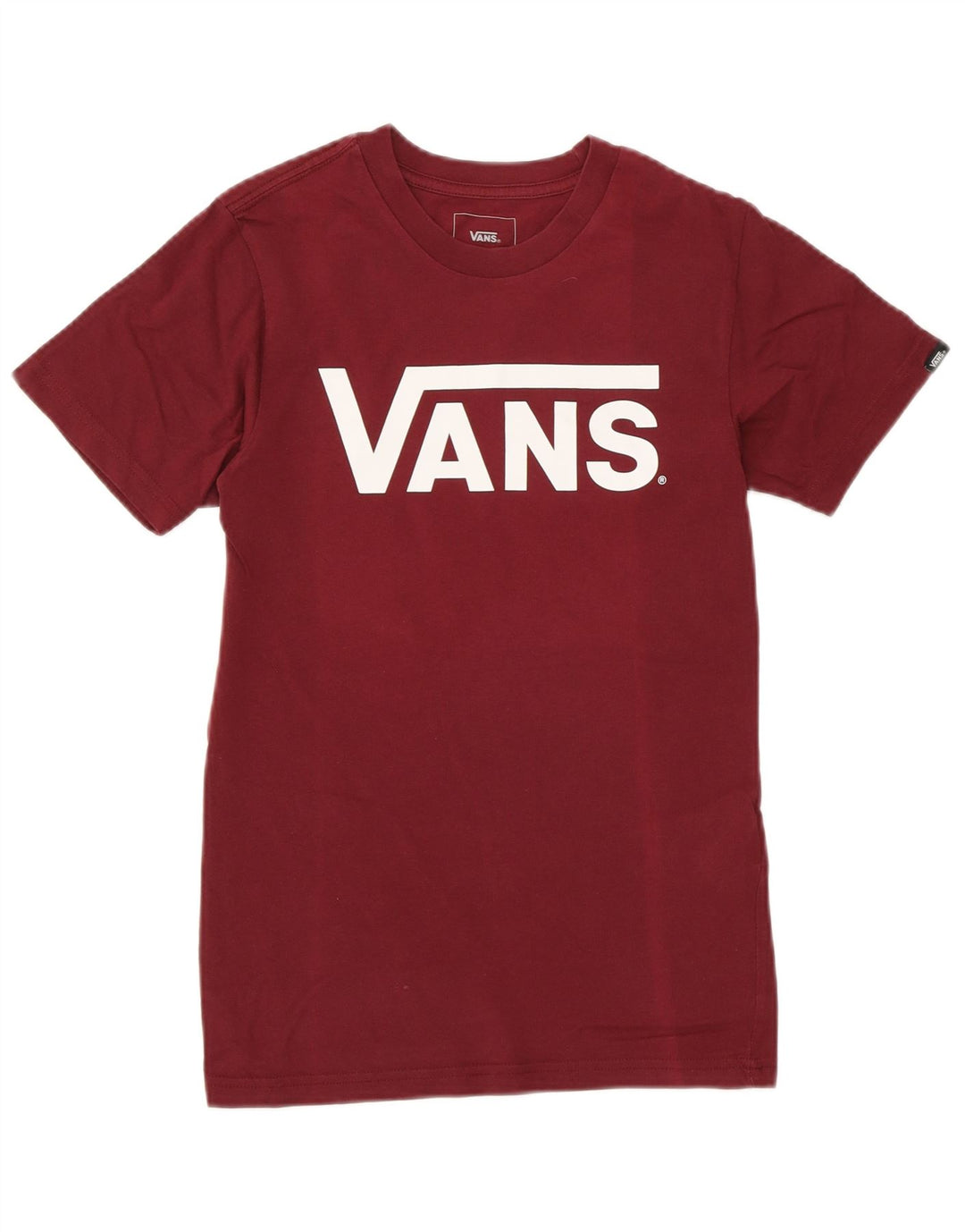 T-shirt grafica da donna con vestibilità classica VANS, taglia UK 6 XS, cotone bordeaux