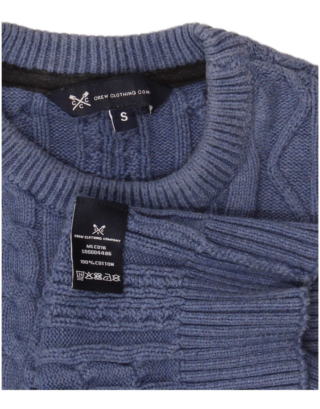 Crew Clothing Maglione girocollo da uomo in cotone blu piccolo
