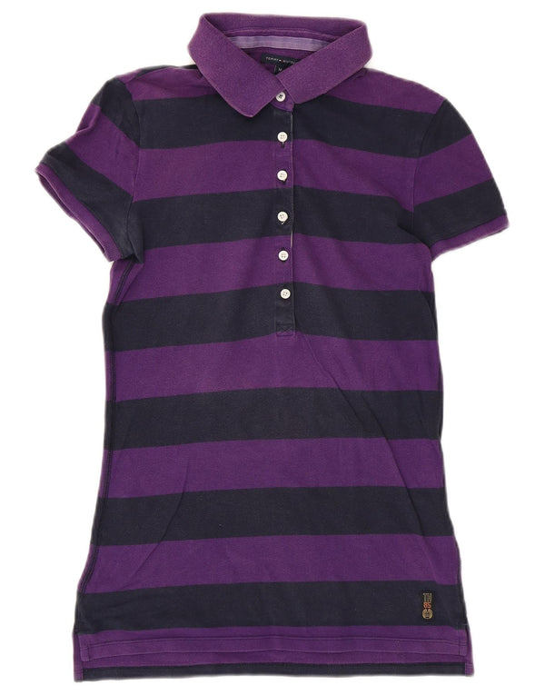 Polo da donna slim fit Tommy Hilfiger UK 12 a righe viola medie