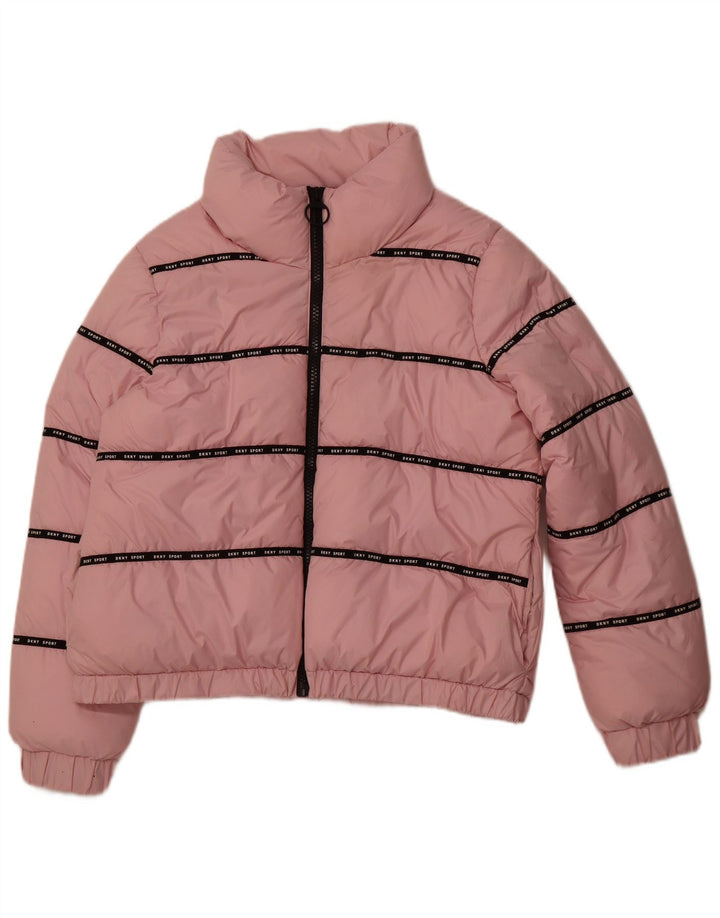 Giacca imbottita grafica da donna DKNY UK 16 poliestere a righe grandi rosa