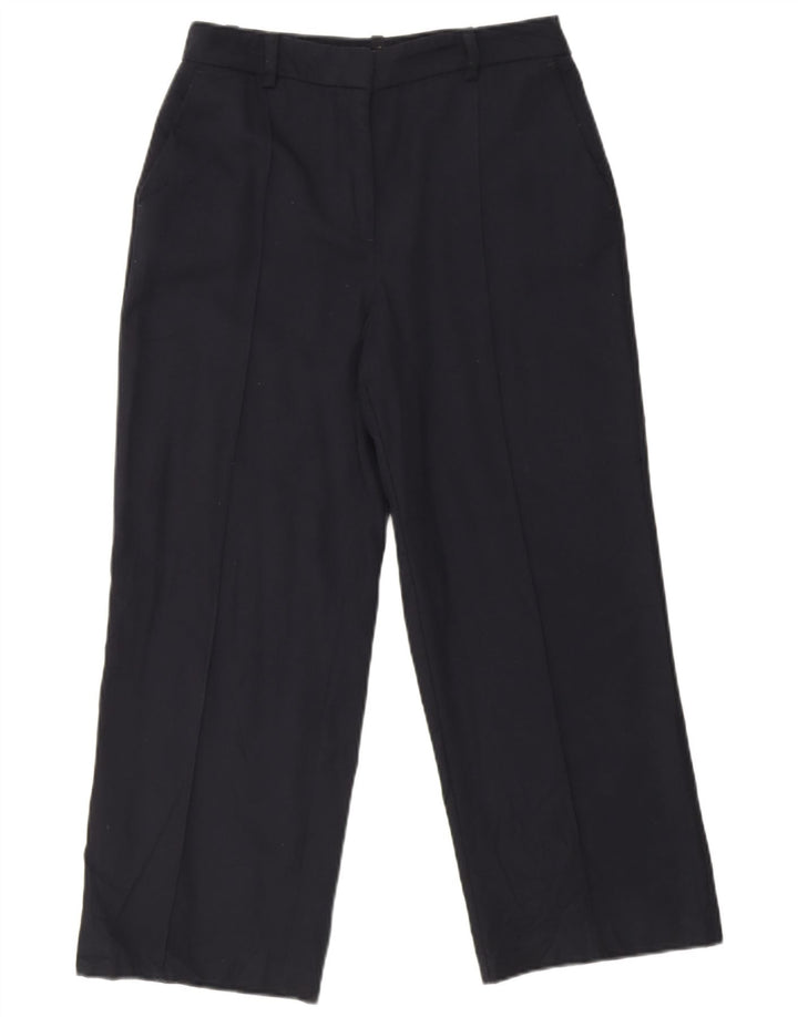 Pantaloni corti dritti da donna Zara medi W28 L25 poliestere blu navy