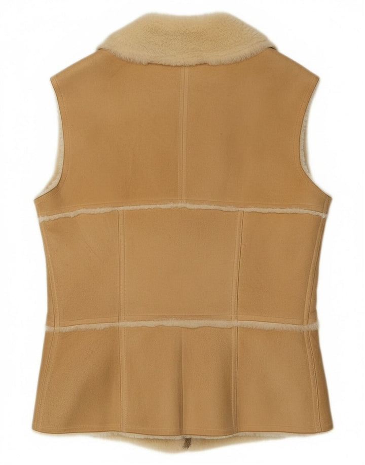 Gilet vintage in shearling da donna IT 44 beige medio