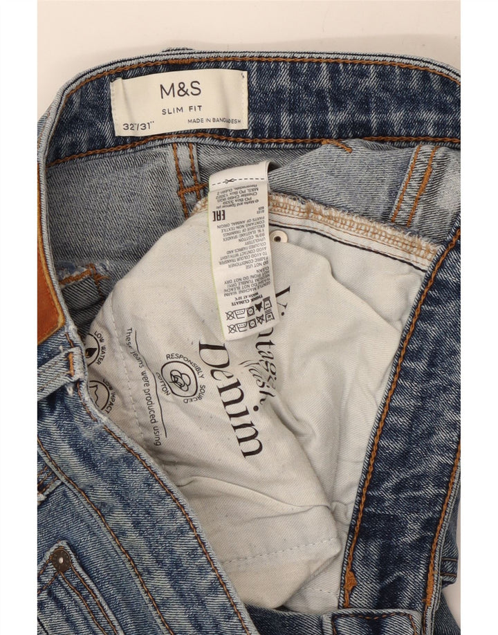 Jeans slim da uomo Marks & Spencer W32 L30 cotone blu