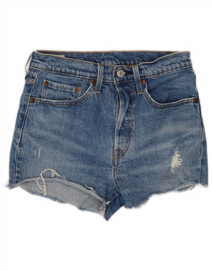 LEVI'S Womens 501 Distressed Denim Shorts W26 Small Blue Cotton