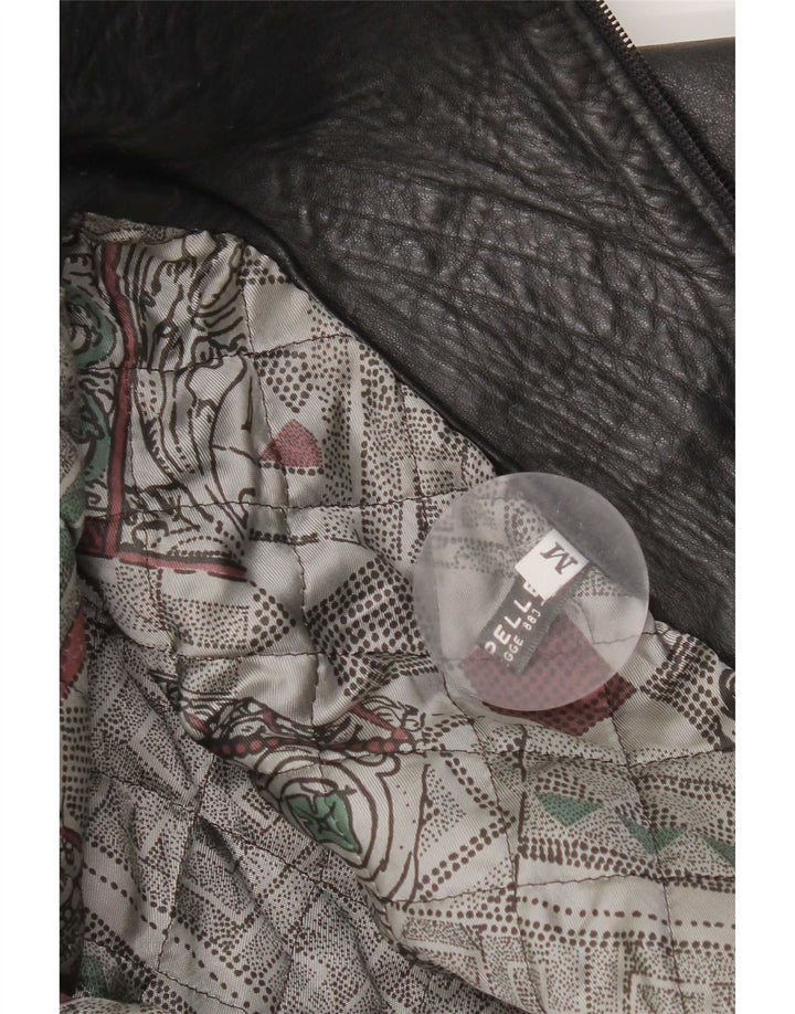Giacca in pelle vintage per bambina 7-8 anni in pelle media nera
