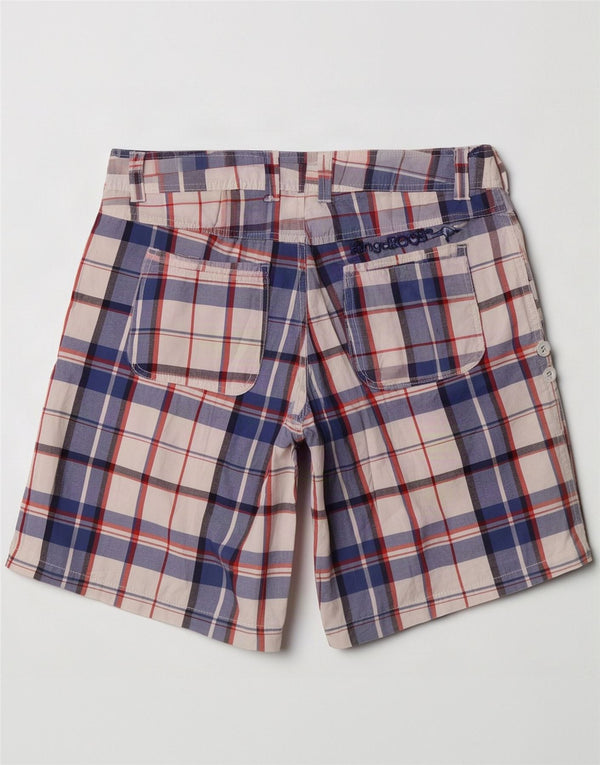 Pantaloncini Bermuda da donna Kangaroos UK 12 Medium W32 Cotone a quadri blu