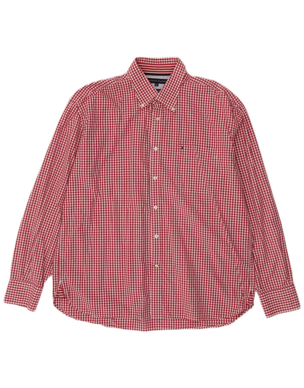 Camicia da uomo Tommy Hilfiger 2XL cotone a quadretti rossi